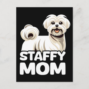 Staffy mom with maltese t shirt design vector holiday postcard