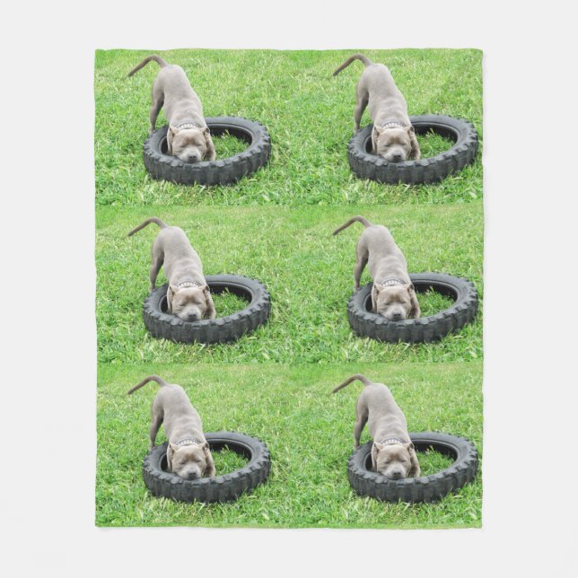 Staffy Playtime Medium Fleece Blanket. Blanket (Front)