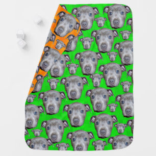 Staffy Puppy Faces Pattern, Baby Blanket