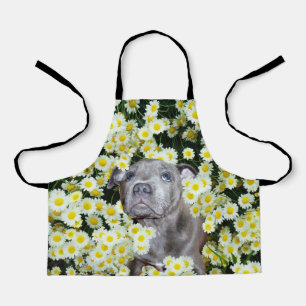 Staffy Puppy In Daisies, Kids Full Print Apron