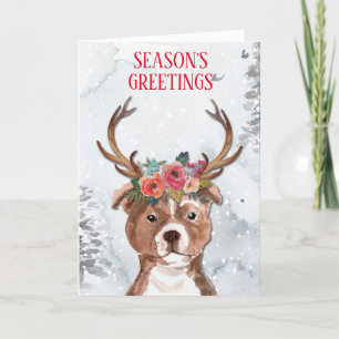 Staffy Staffordshire Bull Terrier Watercolor Holiday Card