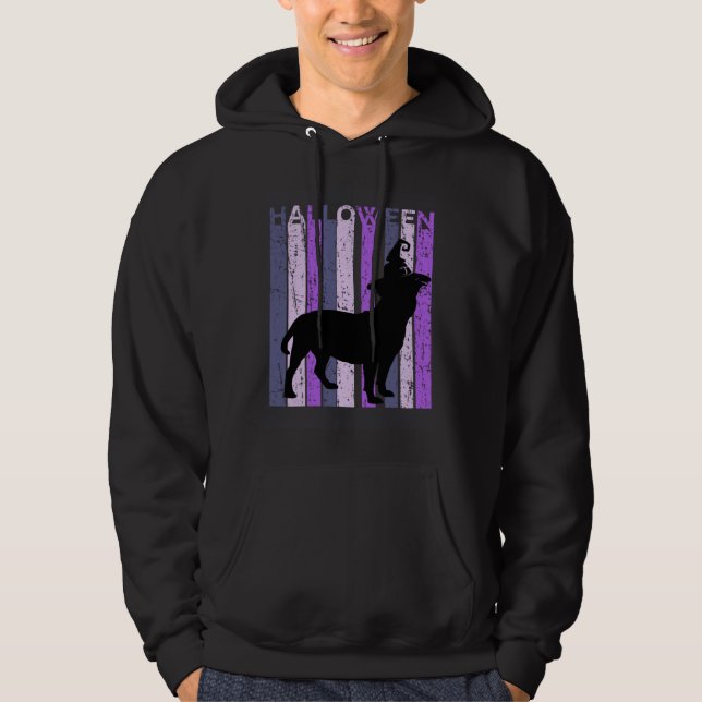 Staffy Witch Hat Halloween Spooky Creepy Purple Bu Hoodie (Front)