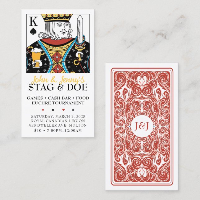 Stag and Doe Game Night Tickets Euchre Tournament  (Front/Back)