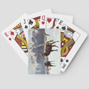 Stag and Doe in a Snowy Landscape Poker Cards