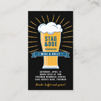 Stag and Doe Photo Tickets - Beer Glass on Black
