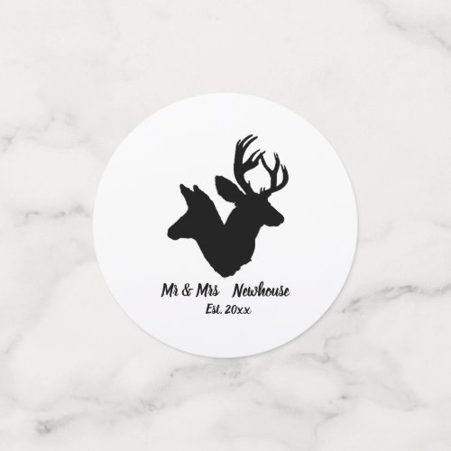 Stag and Doe Silhouette Add name and date Confetti