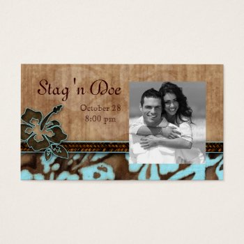 Stag And Doe Tickets Hibiscus Flower Blue by WeddingShop88 at Zazzle