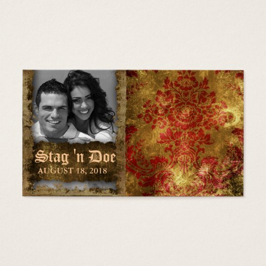 Stag and Doe Tickets Vintage Floral Red Gold