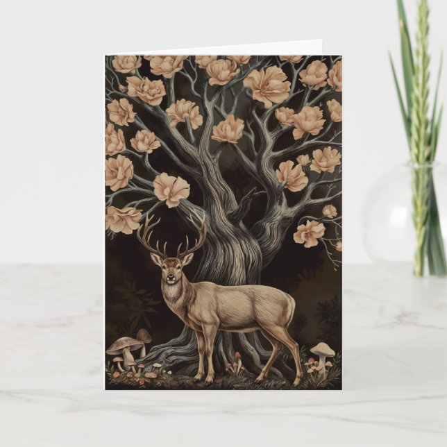 Stag and the Magnolia Tree Greeting Card  (Front)