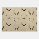 Stag,  antlers, fir trees on a stone background wrapping paper sheets (Front 3)