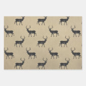 Stag,  antlers, fir trees on a stone background wrapping paper sheets (Front)