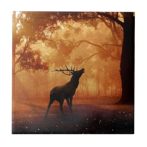 Stag at Sunset Tile