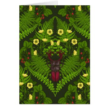 Stag Beetle And Ferns  Green Leaves by PaintedAnimals at Zazzle