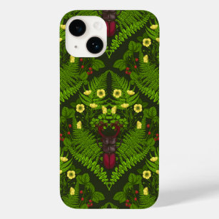 Stag beetle and ferns, green leaves Case-Mate iPhone 14 case