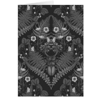 Stag Beetle And Ferns  In Black And White by PaintedAnimals at Zazzle