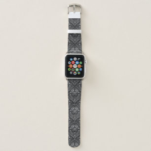 Stag beetle and ferns, in black and white apple watch band
