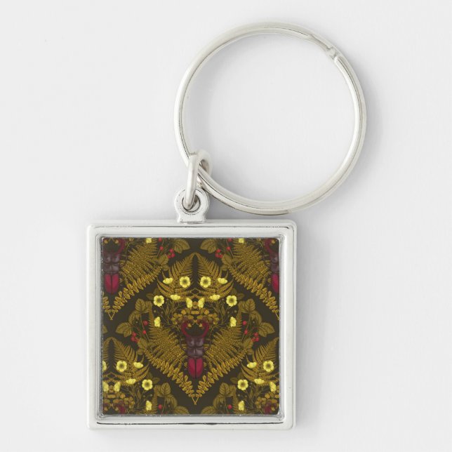 Stag beetle and ferns keychain (Front)