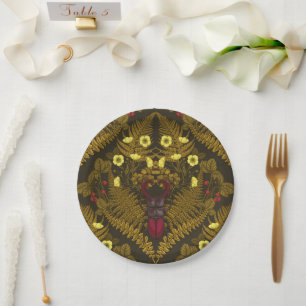 Stag beetle and ferns paper plates