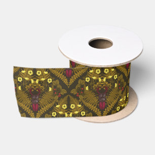 Stag beetle and ferns satin ribbon