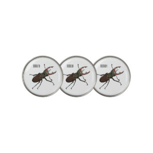 Stag beetle cartoon illustration golf ball marker