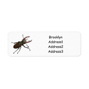 Stag beetle cartoon illustration label
