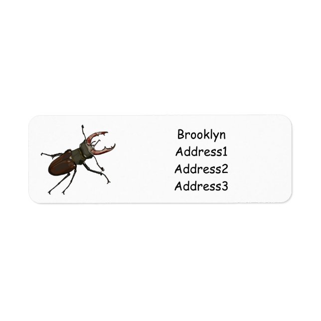 Stag beetle cartoon illustration label (Front)