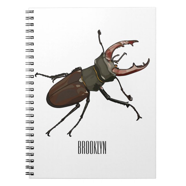 Stag beetle cartoon illustration notebook (Front)