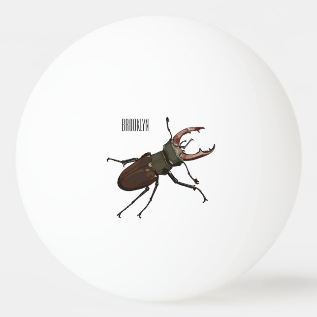 Stag beetle cartoon illustration ping pong ball (Front)