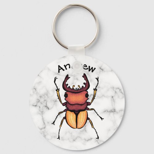 Stag Beetle Insect Art Entomology Name Keychain