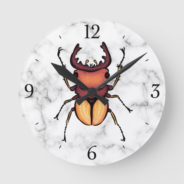 Stag Beetle Insect Art Entomology Round Clock (Front)