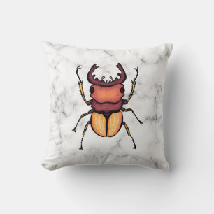 Stag Beetle Insect Art Entomology Throw Pillow