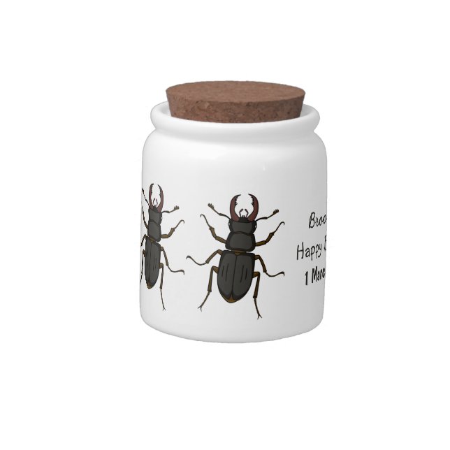 Stag beetle insect illustration candy jar (Left)
