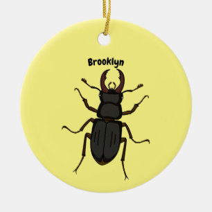 Stag beetle insect illustration ceramic ornament