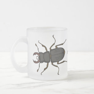Stag beetle insect illustration frosted glass coffee mug