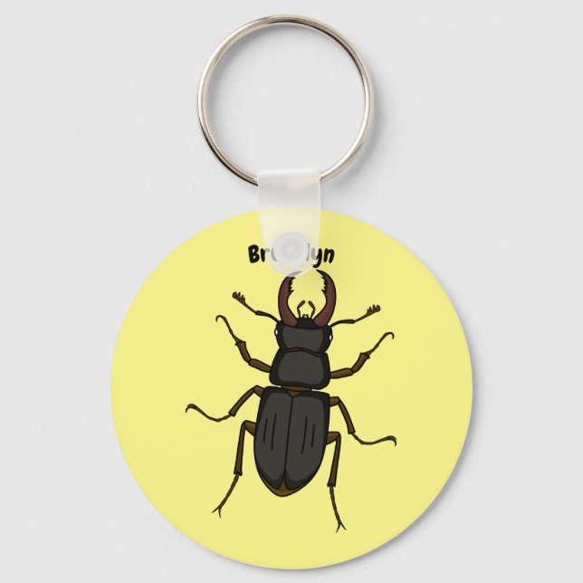 Stag beetle insect illustration keychain (Front)