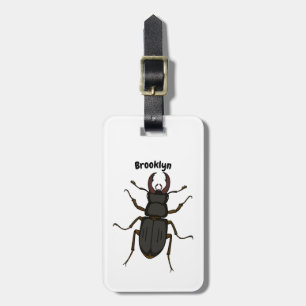 Stag beetle insect illustration luggage tag