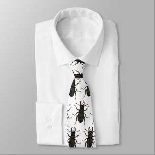 Stag beetle insect illustration neck tie