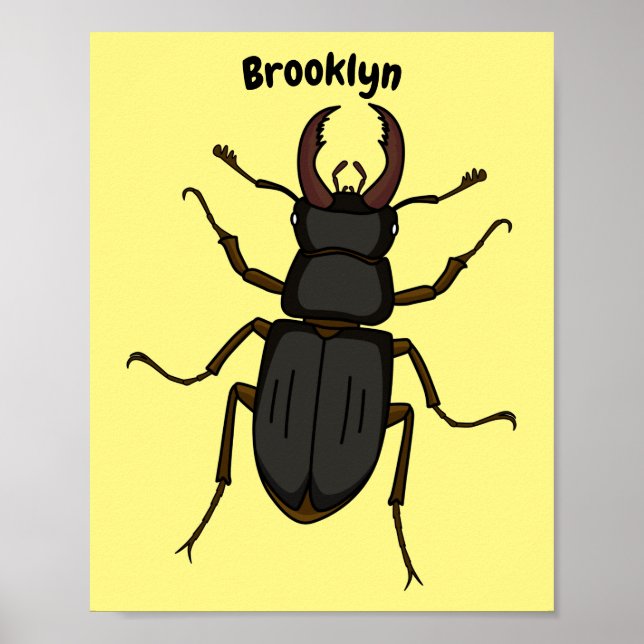 Stag beetle insect illustration poster (Front)