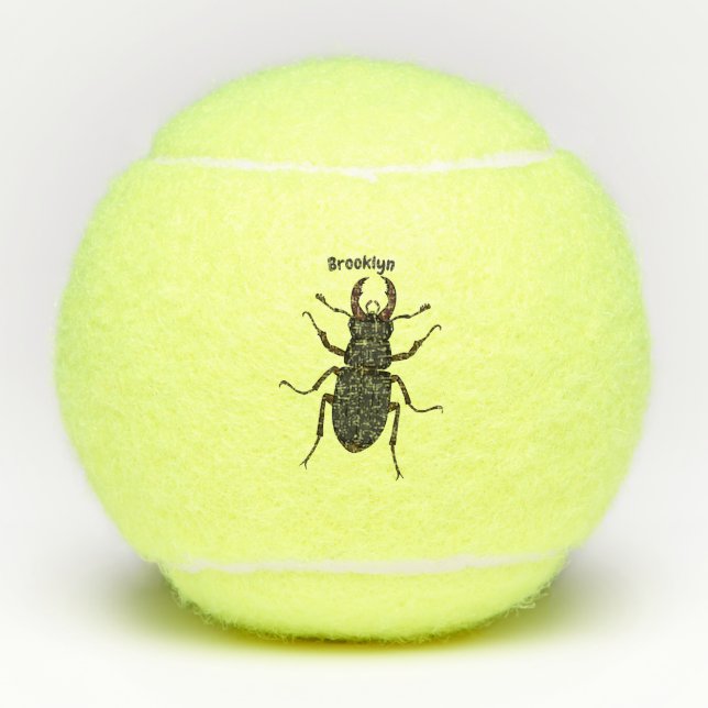 Stag beetle insect illustration tennis balls (Front)