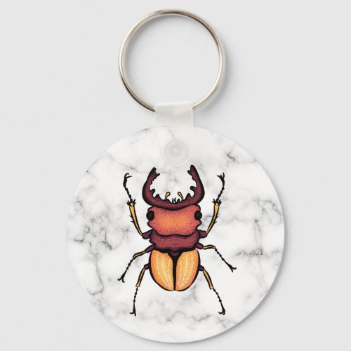 Stag Beetle QR Code Insect Art Entomology Keychain