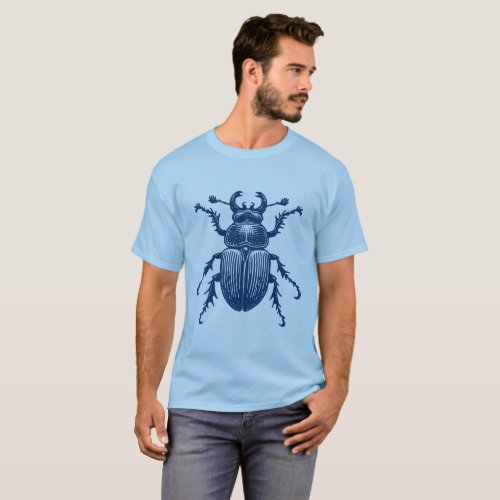 Stag Beetle _ Shibori Blue Motif T_Shirt