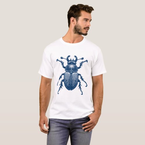 Stag Beetle _ Shibori Blue T_Shirt