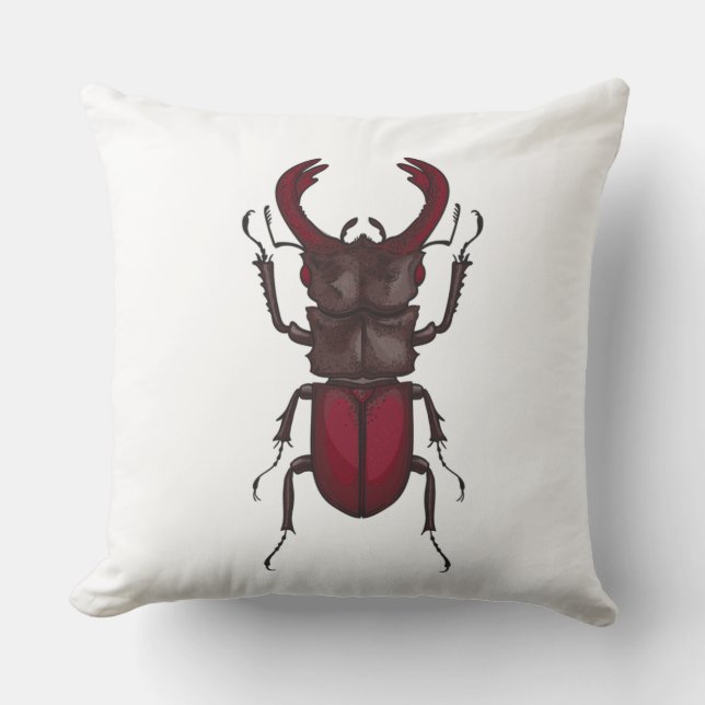 Stag beetle throw pillow (Front)
