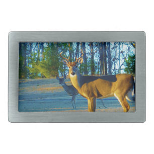 Stag / Buck Deer, Bright blue Sky Belt Buckle