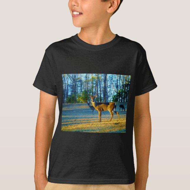 Stag / Buck  Deer, Bright blue Sky T-Shirt (Front)