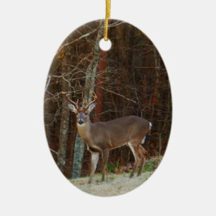 Stag / Buck  Deer Oak Camouflage Ceramic Ornament