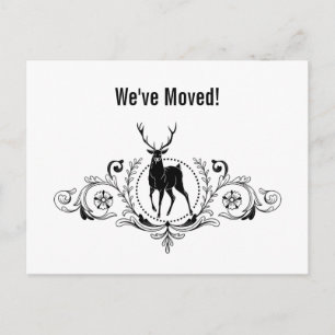 Stag Buck Ornate Swirls Moving Announcement