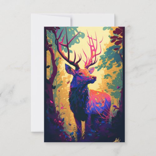 Stag Deer Animal Portrait Painting Wildlife Forest Thank You Card