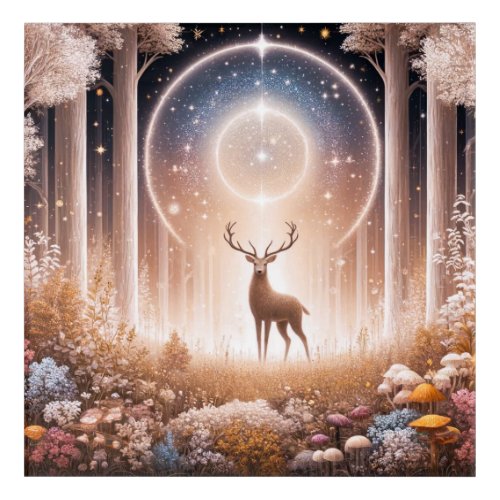 Stag Deer in Magical Mushroom forest  Acrylic Print