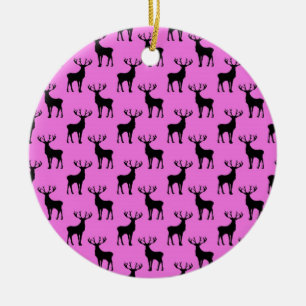 Stag Deer on Pink Ceramic Ornament